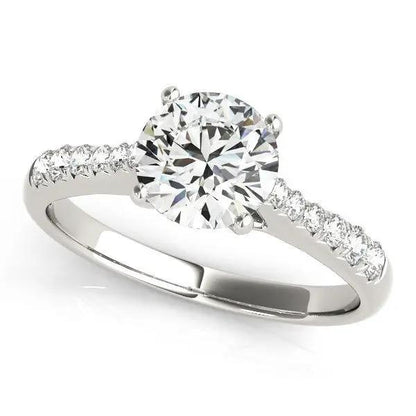 14k white gold diamond engagement ring with a round center diamond, 1 5/8 cttw, pave sidestones on Tampa Home & Garden Store