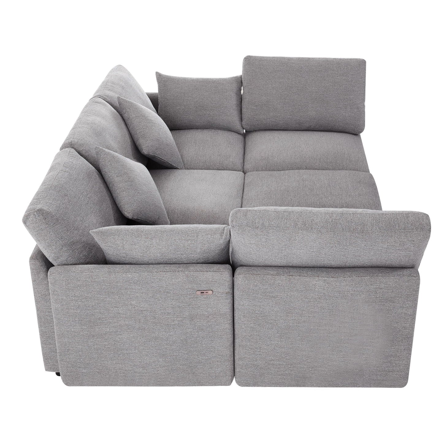 Sectional sofa 2-piece set in gray fabric with ottoman and USB ports on Tampa Home & Garden Store