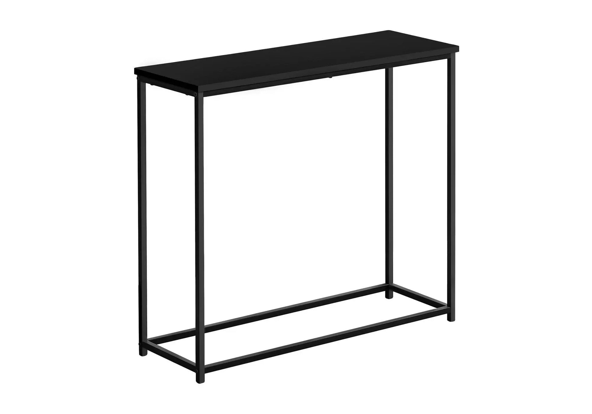 Accent console table black metal frame with slim legs and lower support rail for entryway on Tampa Home & Garden Store