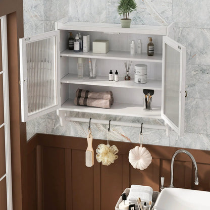 Vintage Wall Cabinet with Three Tiers Towel Rack