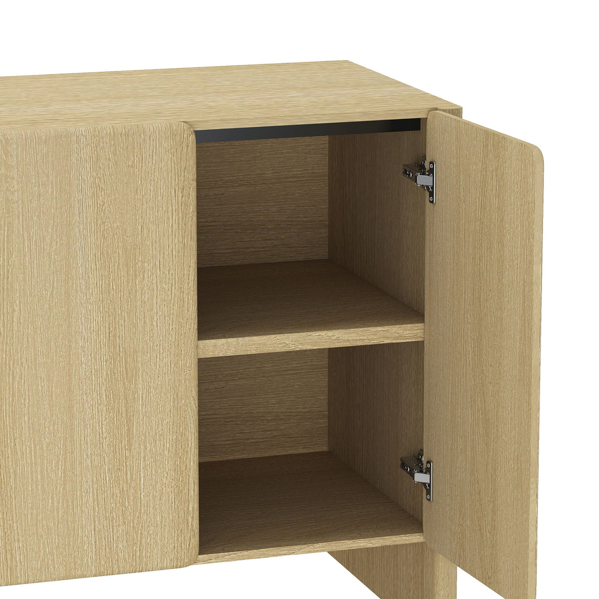 Linda sideboard light brown wood finish with adjustable shelf and soft-close doors on Tampa Home & Garden Store