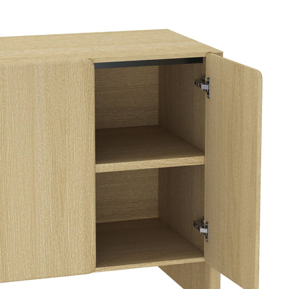 Linda sideboard light brown wood finish with adjustable shelf and soft-close doors on Tampa Home & Garden Store