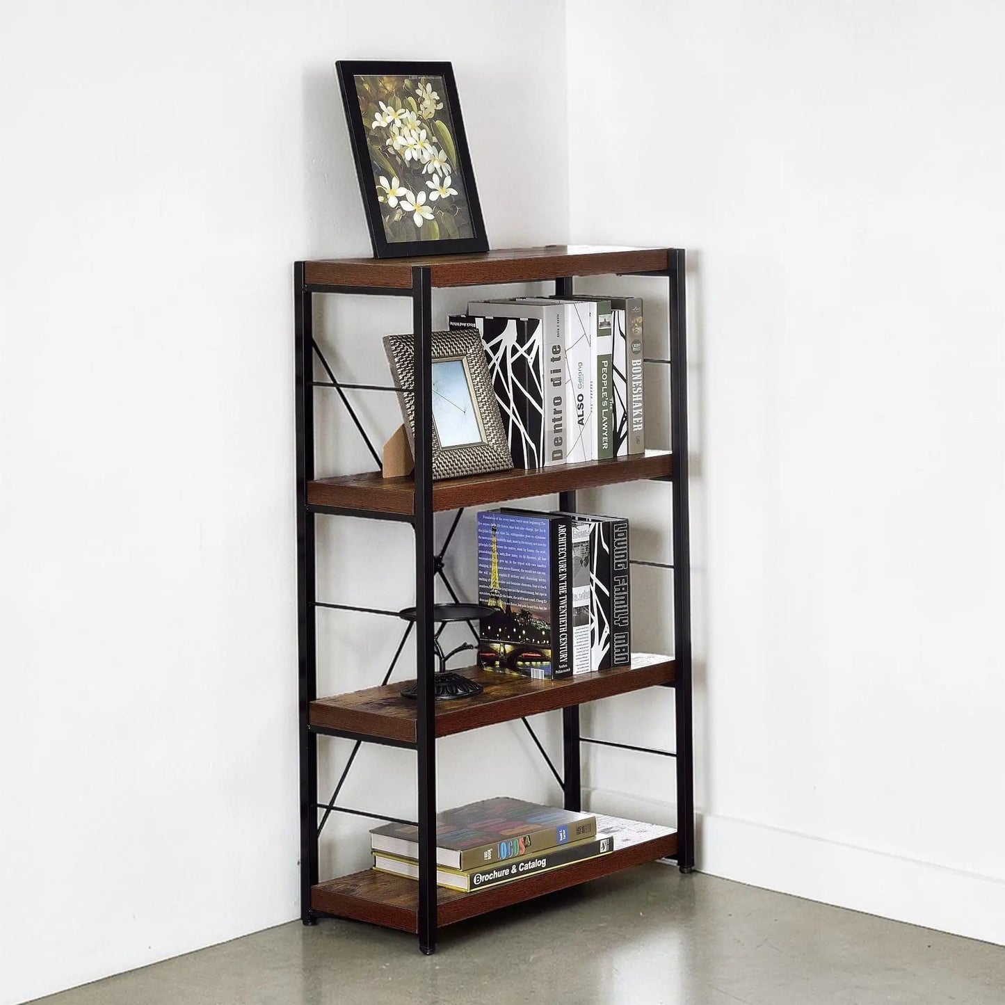 Bob Bookshelf Weathered Oak and Black Frame
