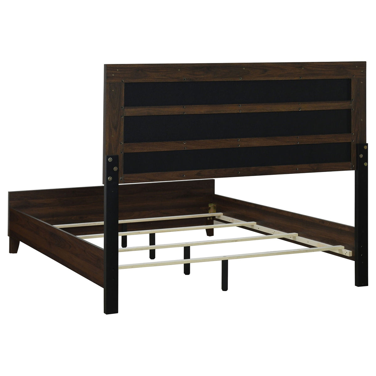 Anza Panel Bed by HouseOfZazla with dark wood frame and black panel inlays on Tampa Home & Garden Store