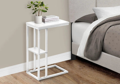C Shaped Accent Table Marble Look and Modern