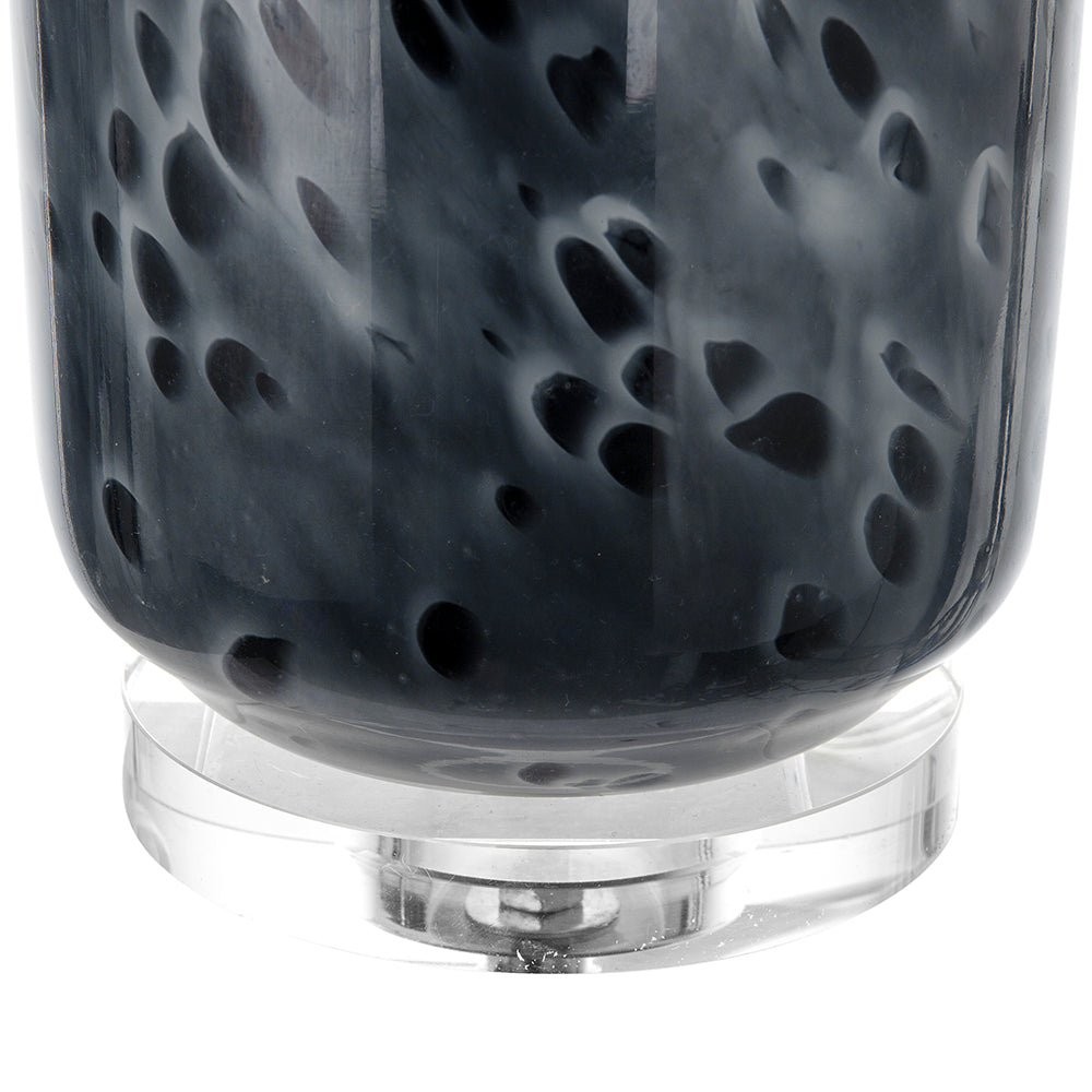 Ellis Glass Table Lamp by HouseOfZazla, smoked glass with dotted pattern and acrylic base on Tampa Home & Garden Store