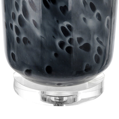 Ellis Glass Table Lamp by HouseOfZazla, smoked glass with dotted pattern and acrylic base on Tampa Home & Garden Store