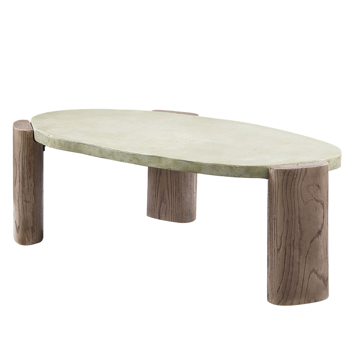 Dayana coffee table with fiber concrete top in off-white and oak legs HouseOfZazla on Tampa Home & Garden Store