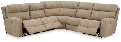 Next-Gen Durapella reclining sectional by Unique Piece Furniture in tan beige fabric on Tampa Home & Garden Store