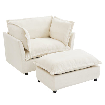Modern Fabric Armchair with a Movable Ottoman