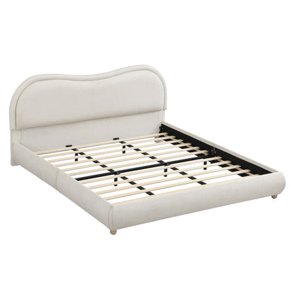 Upholstered Platform Bed with Curved Headboard