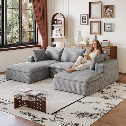 Grey Modular Cloud Sofa With Corduroy Cushions