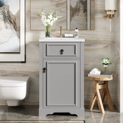 Elegant Vanity With Ceramic Sink and Shelf