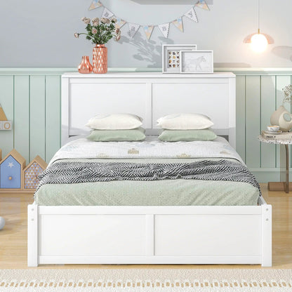Storage platform bed with pull-out shelves and trundle, white by Unique Piece Furniture on Tampa Home & Garden Store