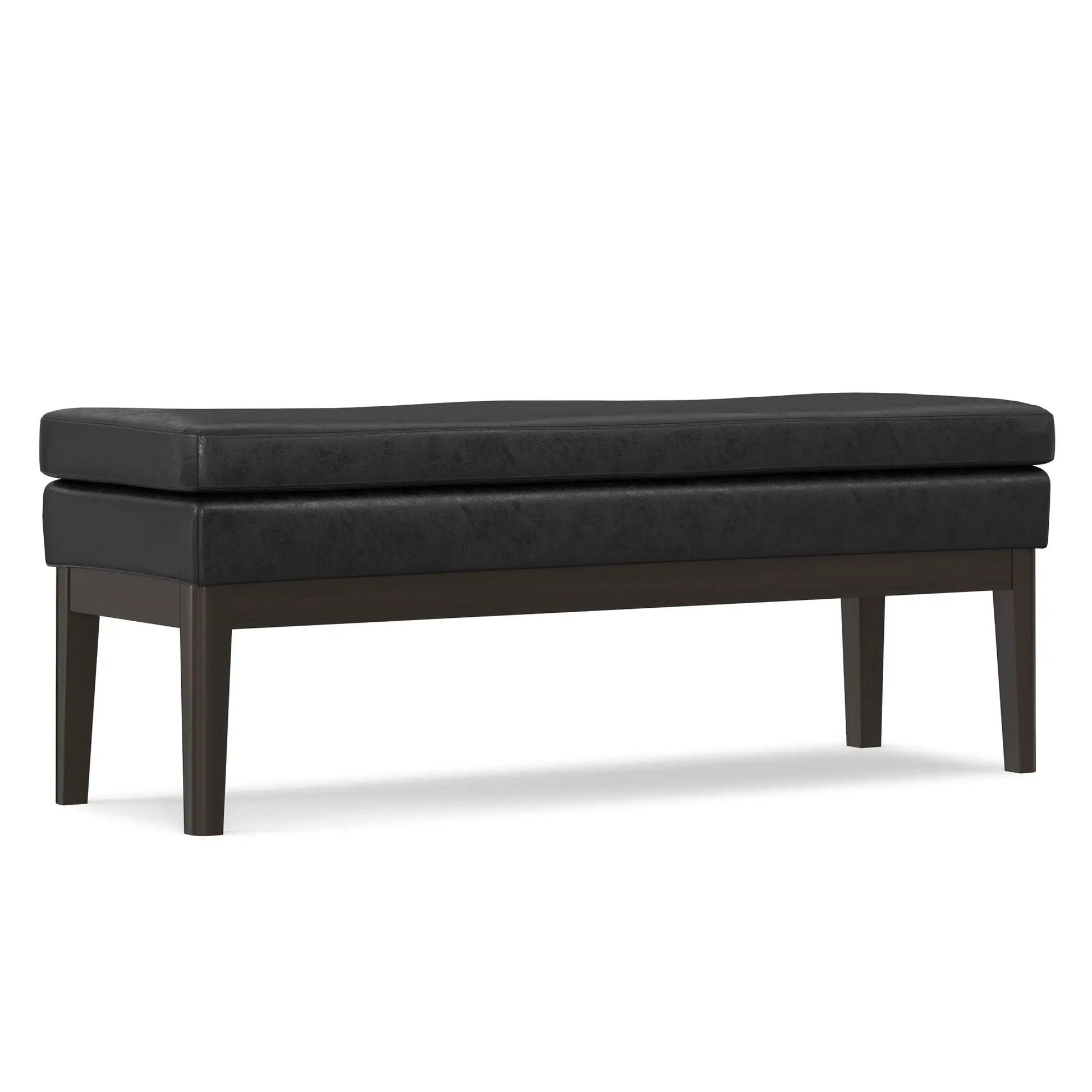 Carlson ottoman bench black leather top, midcentury style, Unique Piece Furniture on Tampa Home & Garden Store
