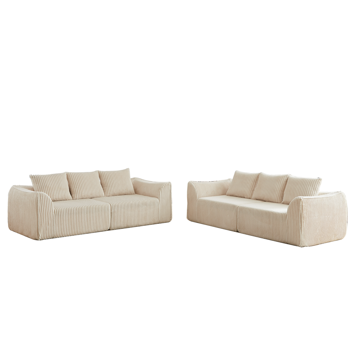 Minimalist and Durable Corduroy Six Seater Sofa