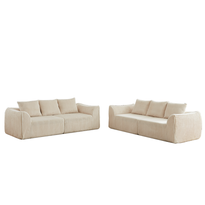 Minimalist and Durable Corduroy Six Seater Sofa