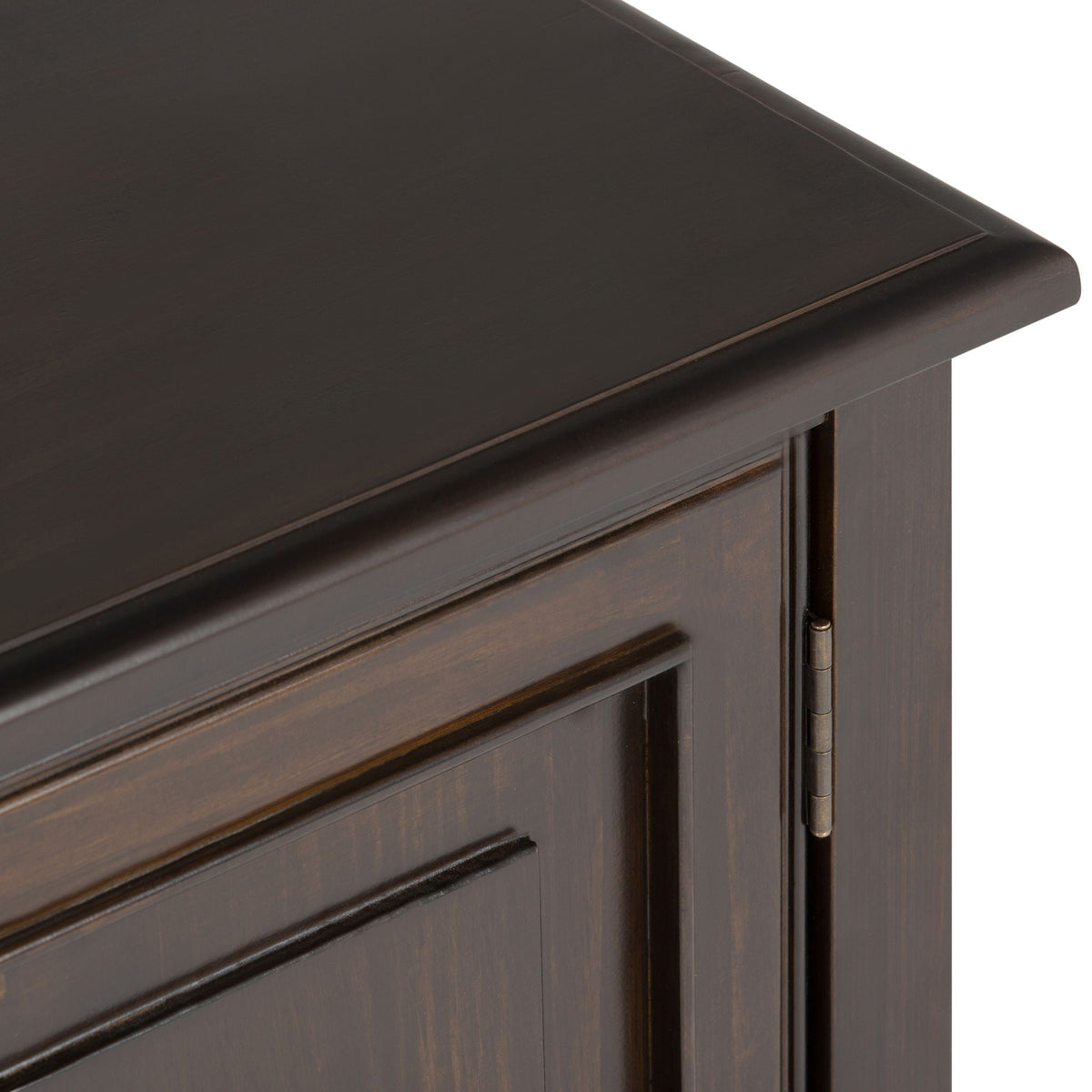 Sturdy solid wood TV stand with wide top in dark espresso finish on Tampa Home & Garden Store