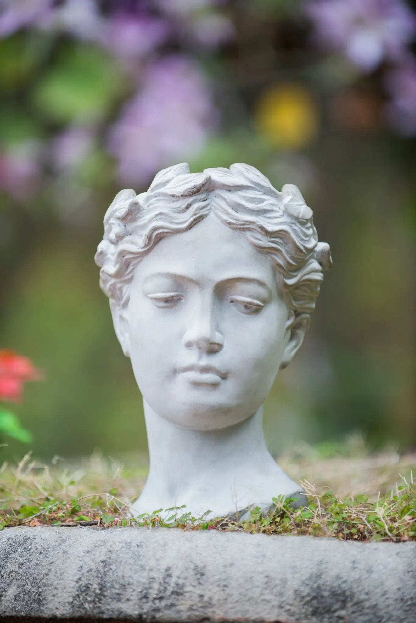 Greek Style Cement Head Planter Indoor Outdoor
