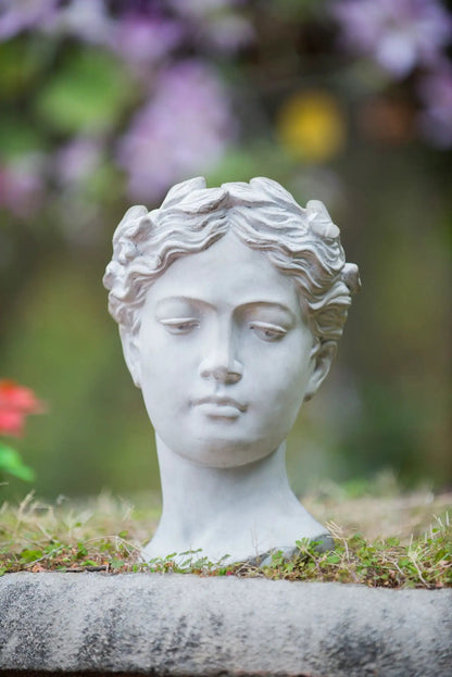 Greek Style Cement Head Planter Indoor Outdoor