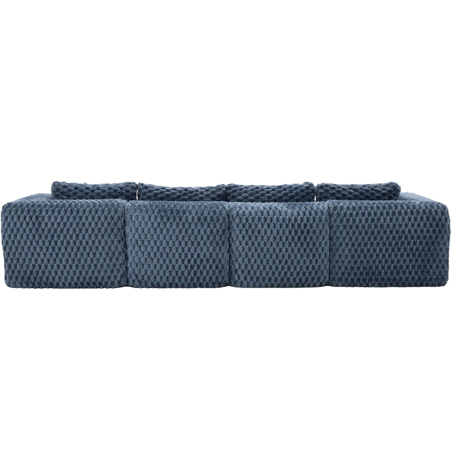 Modular sectional sofa blue textured knit upholstery with two movable ottomans on Tampa Home & Garden Store