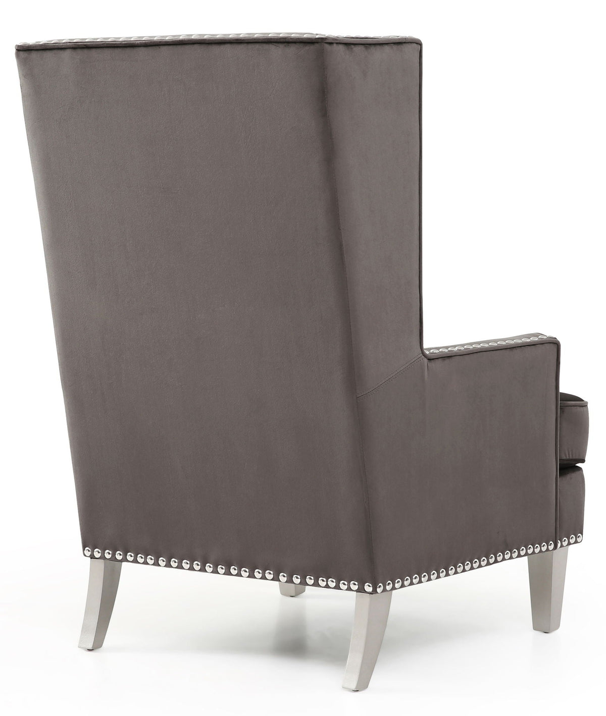 Traditional Arm Chair in dark gray upholstery with nailhead trim and silver legs by HouseOfZazla on Tampa Home & Garden Store