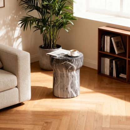 the Modern Geometric Outdoor Marble End Table