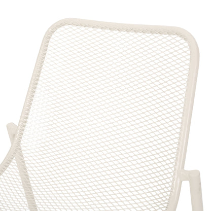 Kincaid Stackable Iron Chair back, white powder-coated metal with diamond mesh on Tampa Home & Garden Store