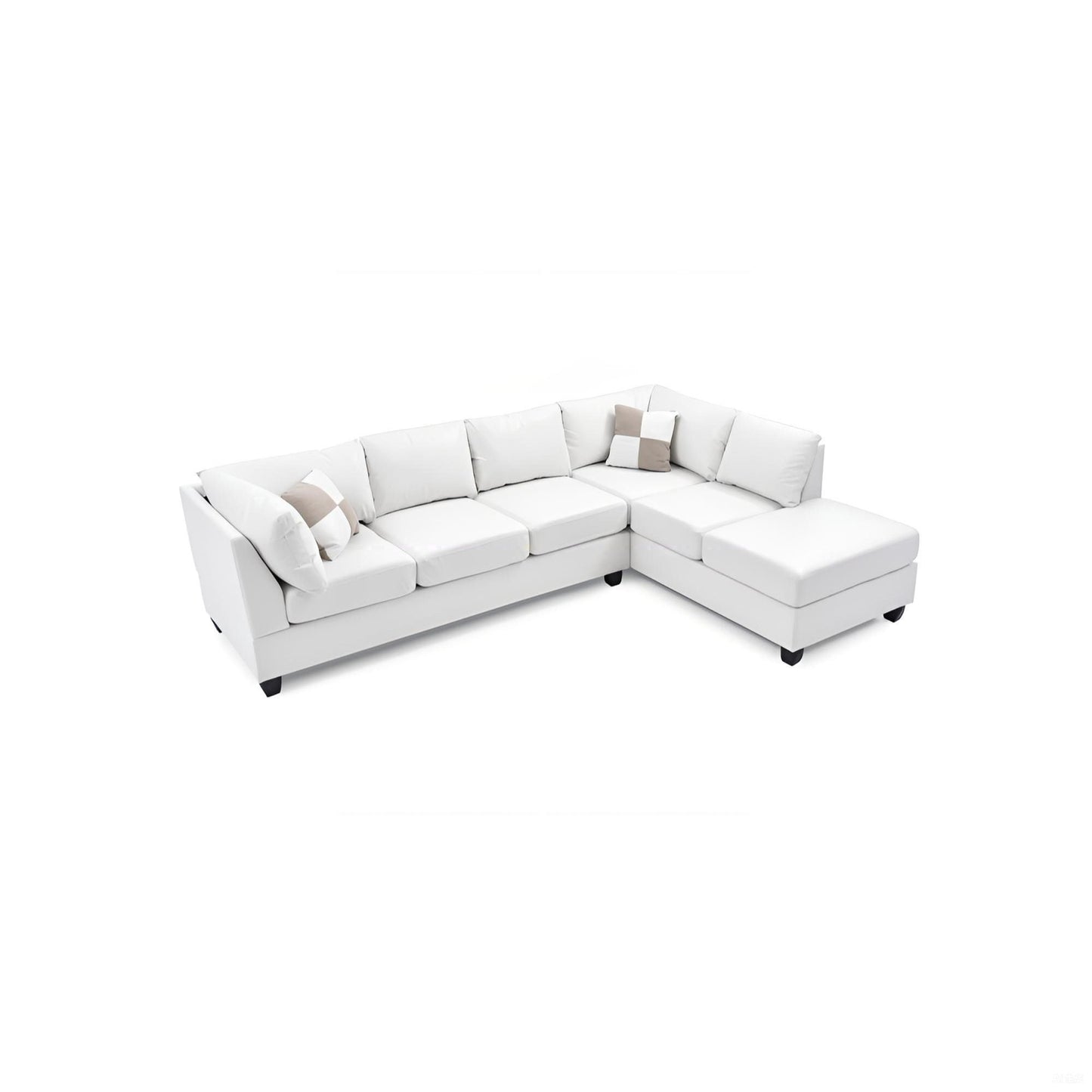 Malone Comfort Sectional white leather sofa with chaise and plush cushions on Tampa Home & Garden Store