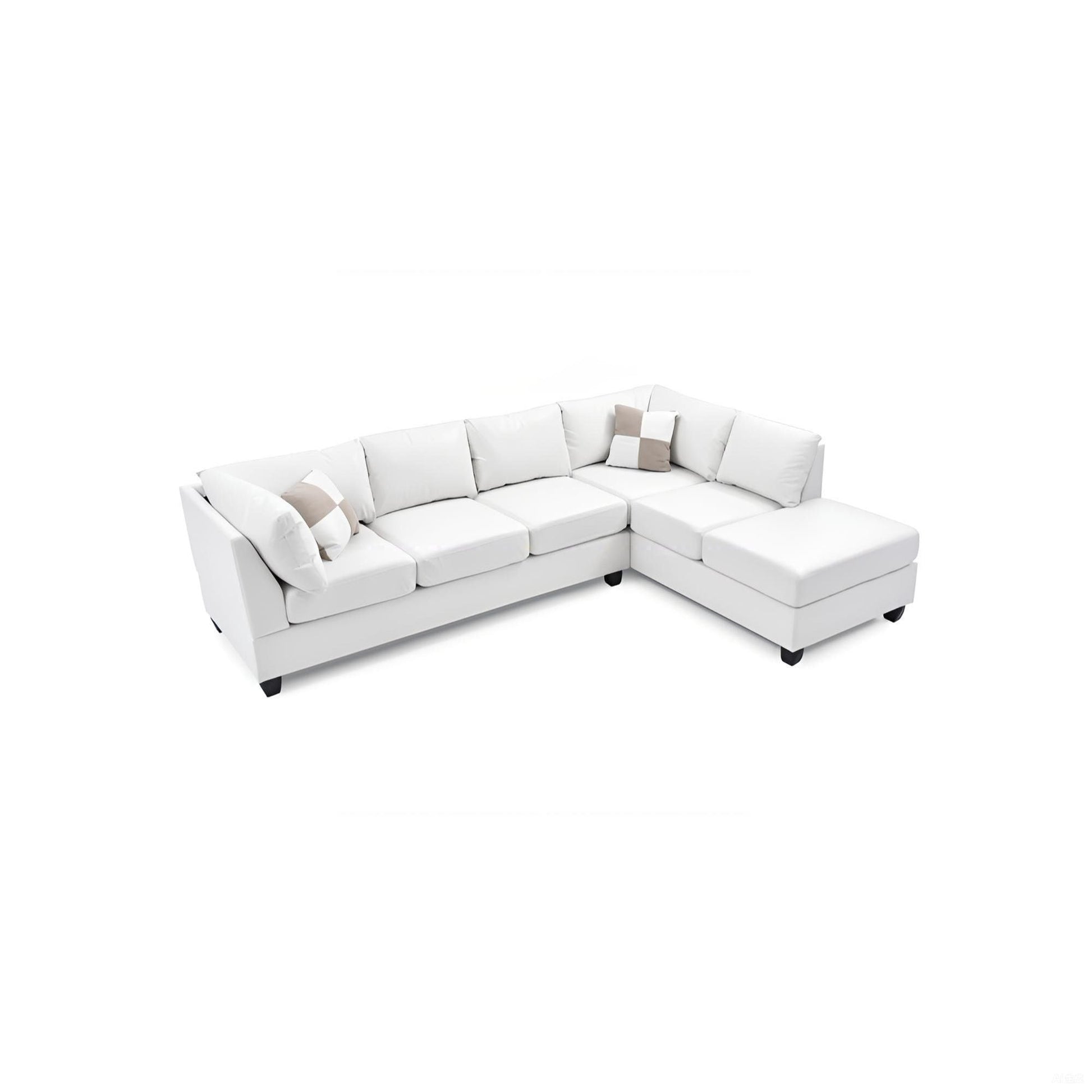 Malone Comfort Sectional white leather sofa with chaise and plush cushions on Tampa Home & Garden Store