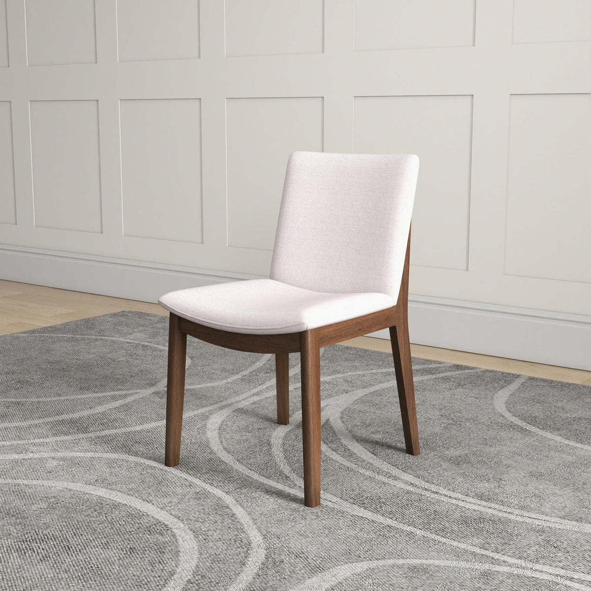 Mid-Century Modern solid wood dining chair with cream fabric upholstery by HouseOfZazla on Tampa Home & Garden Store