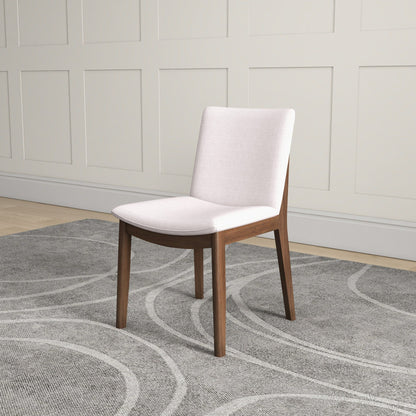 Mid-Century Modern solid wood dining chair with cream fabric upholstery by HouseOfZazla on Tampa Home & Garden Store