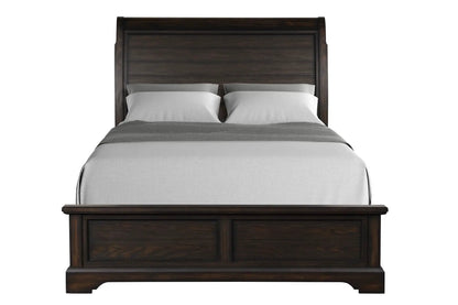 Crafted Sleigh Bed dark walnut wood with paneled headboard by Unique Piece Furniture on Tampa Home & Garden Store