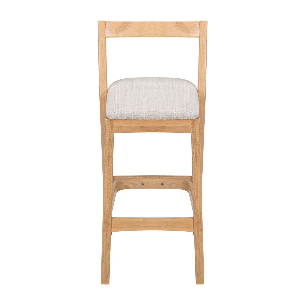 HouseOfZazla Jasper bar stool with rubberwood frame and beige upholstered seat on Tampa Home & Garden Store