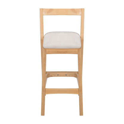 HouseOfZazla Jasper bar stool with rubberwood frame and beige upholstered seat on Tampa Home & Garden Store