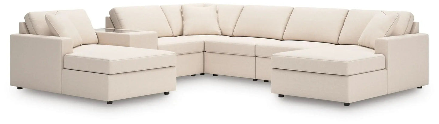 Modmax Oyster sectional in beige fabric with chaise and ottoman by Unique Piece Furniture on Tampa Home & Garden Store