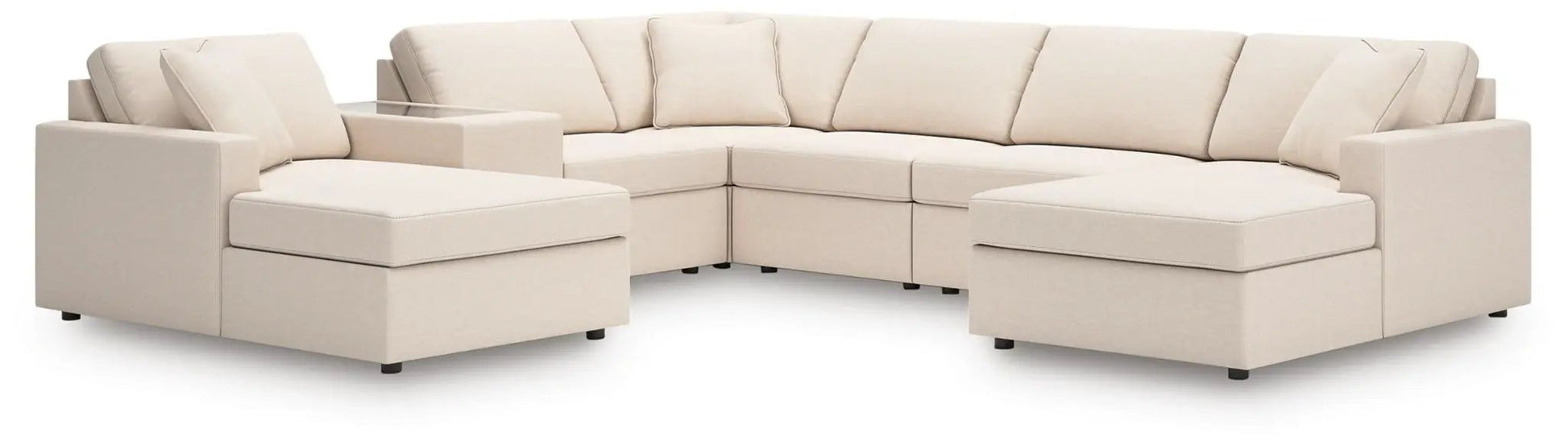 Modmax Oyster sectional in beige fabric with chaise and ottoman by Unique Piece Furniture on Tampa Home & Garden Store