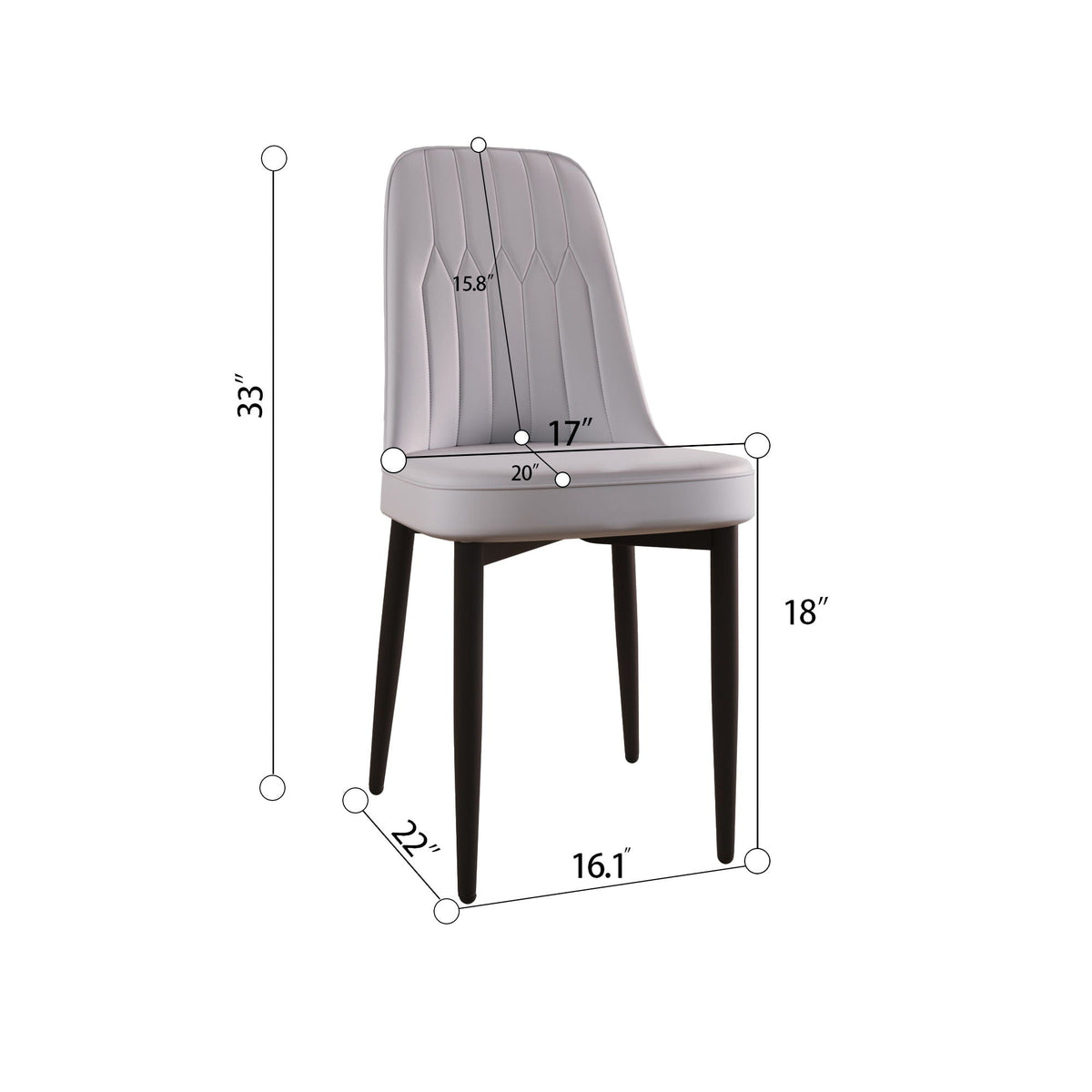 Modern dining chair set with cushions and metal legs gray upholstery 1 chair HouseOfZazla on Tampa Home & Garden Store