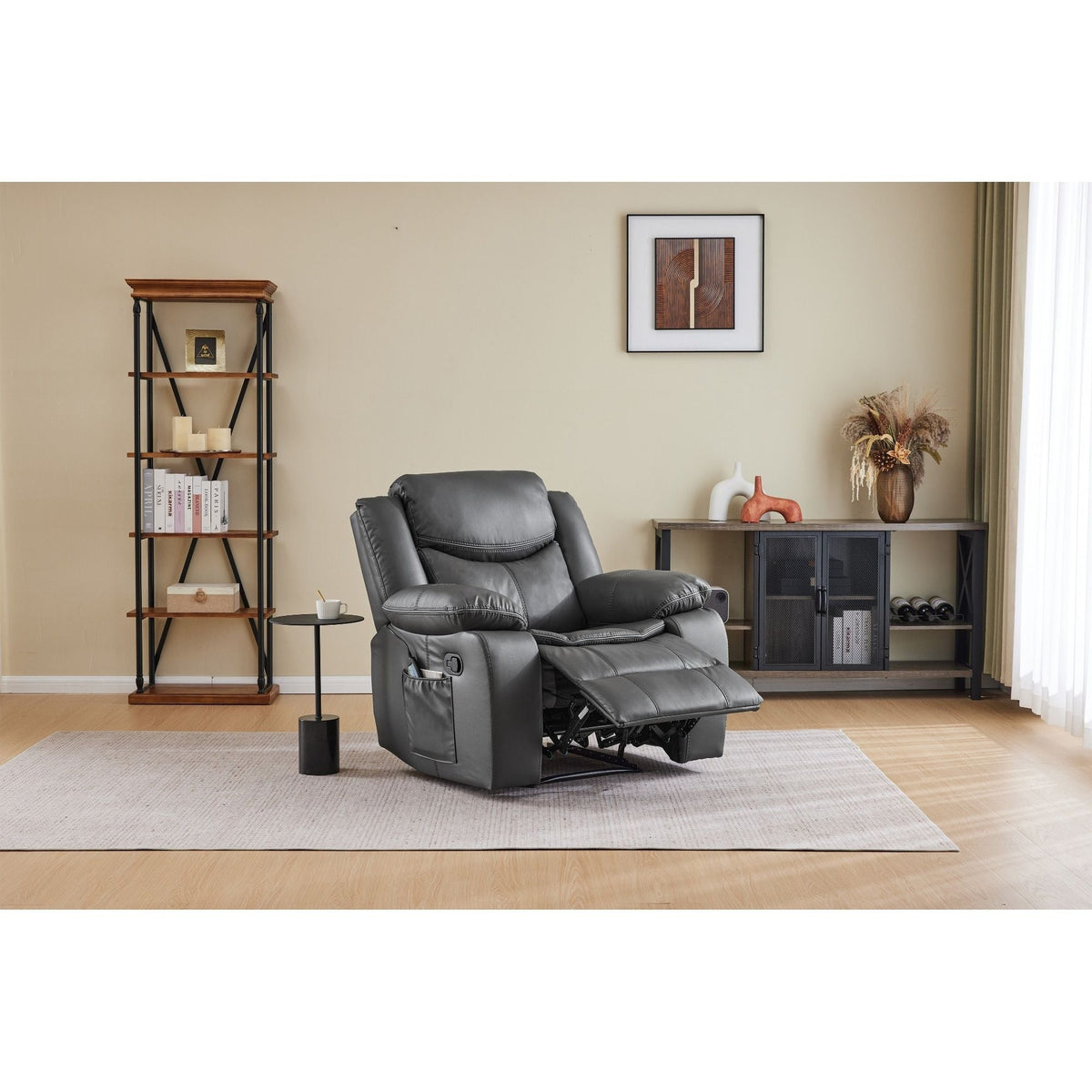 Gray Heating and Vibration Recliner Chair