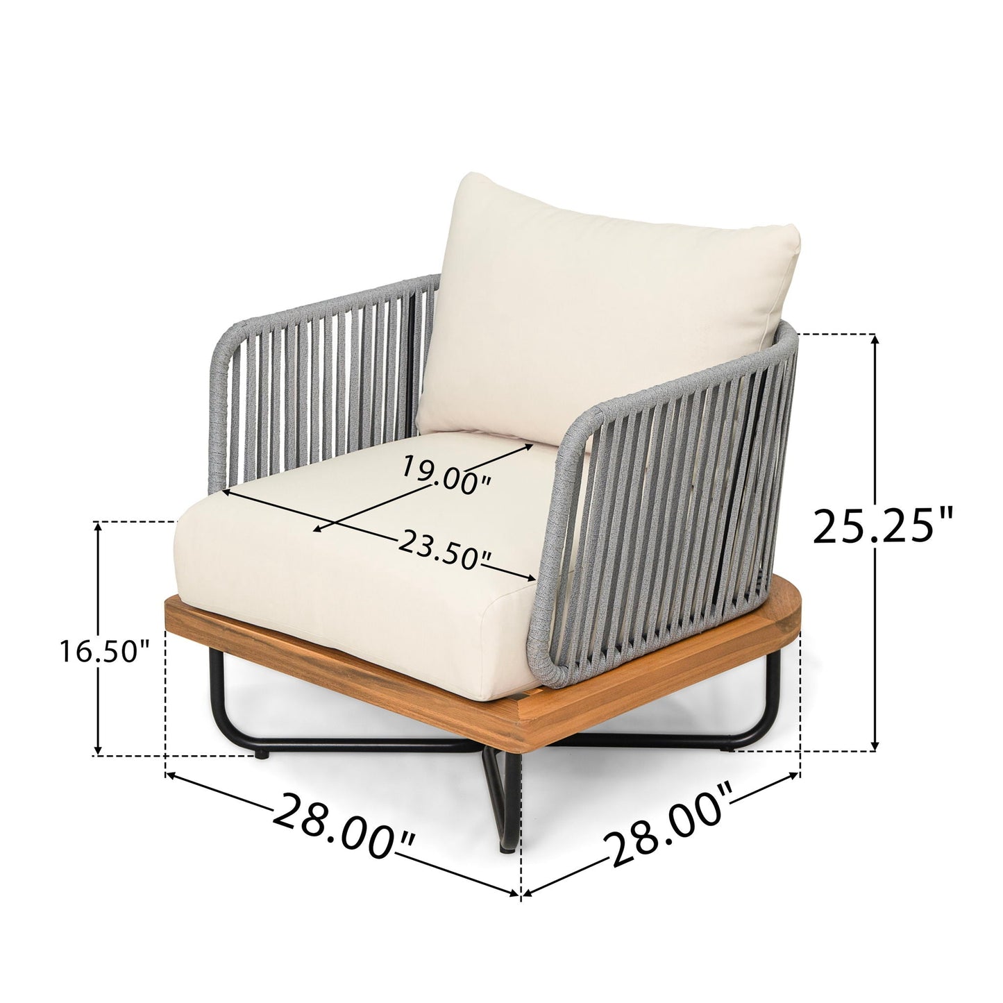 Lucca Outdoor Acacia Wood Patio Lounge Chair