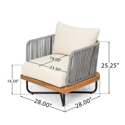 Lucca Outdoor Acacia Wood Patio Lounge Chair