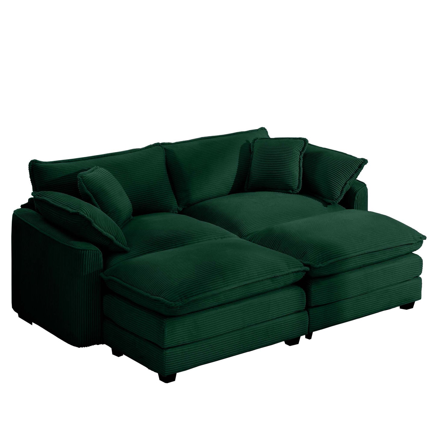 Modern oversized modular cushion sofa with ottoman in deep green upholstery HouseOfZazla 2-piece on Tampa Home & Garden Store