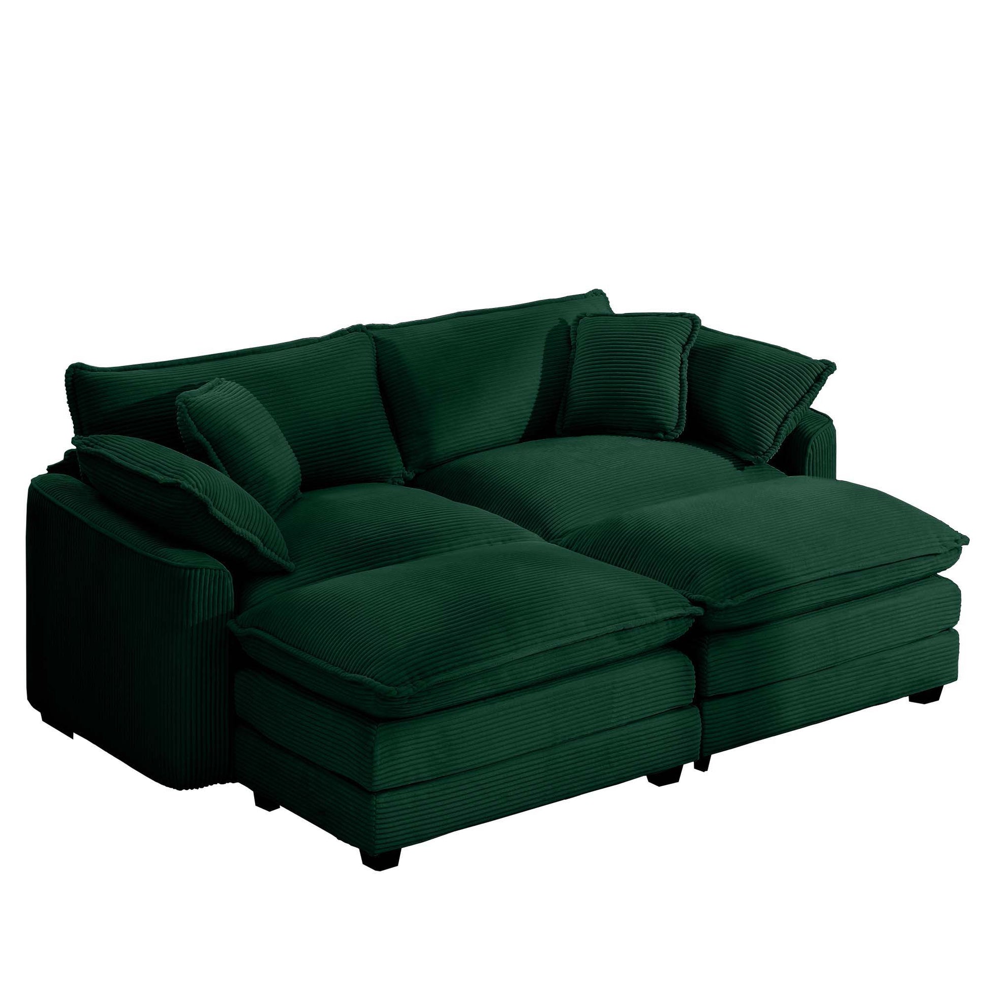 Modern oversized modular cushion sofa with ottoman in deep green upholstery HouseOfZazla 2-piece on Tampa Home & Garden Store