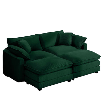 Modern oversized modular cushion sofa with ottoman in deep green upholstery HouseOfZazla 2-piece on Tampa Home & Garden Store