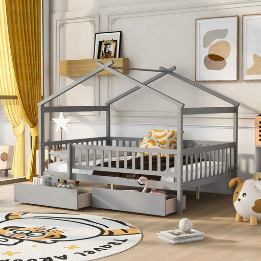 House Bed With 2 Drawers storage bed in gray metal frame by Unique Piece Furniture on Tampa Home & Garden Store