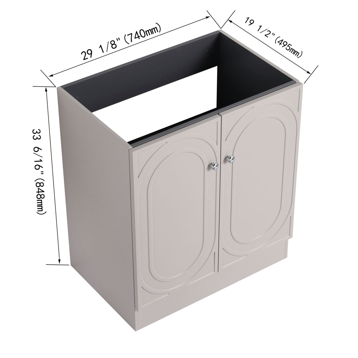 Freestanding bathroom vanity with soft-close doors, light gray two-door cabinet by HouseOfZazla on Tampa Home & Garden Store