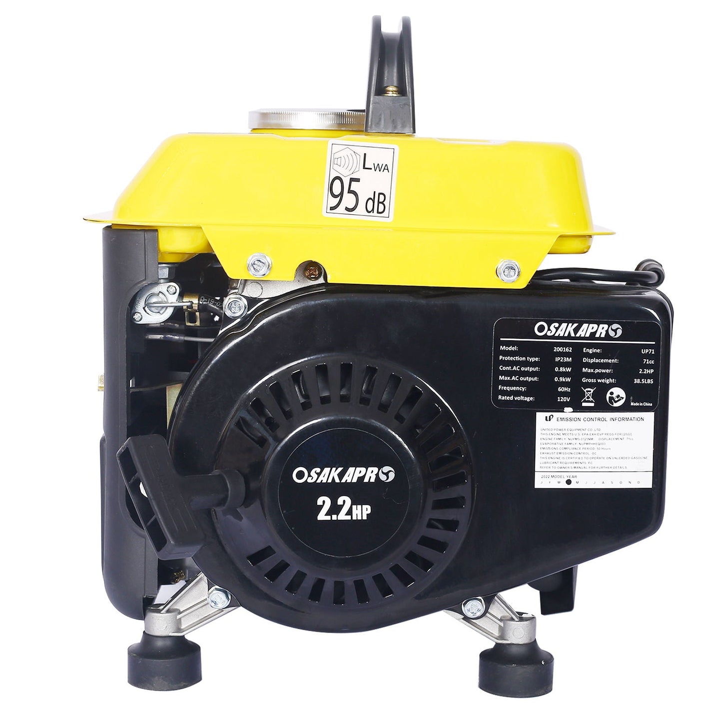 Portable Gas Generator for Quiet Home Use Yellow