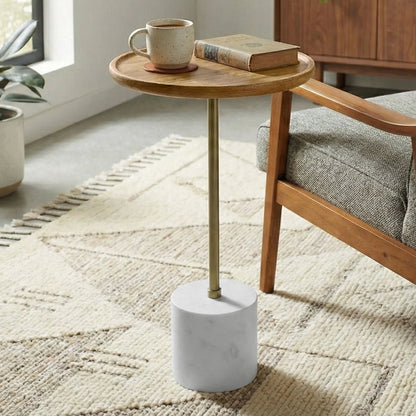 Turner Side Table With Marble Base and Frame