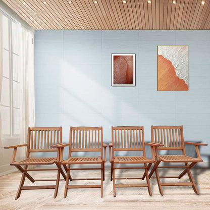 Foldable Teak Patio Set and Four Outdoor Chairs
