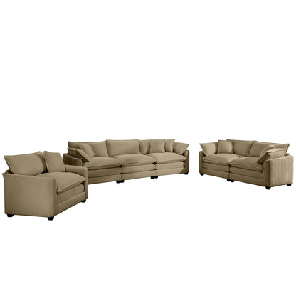 Beige 3-piece sectional sofa set with deep seats and plush cushions, modular layout on Tampa Home & Garden Store